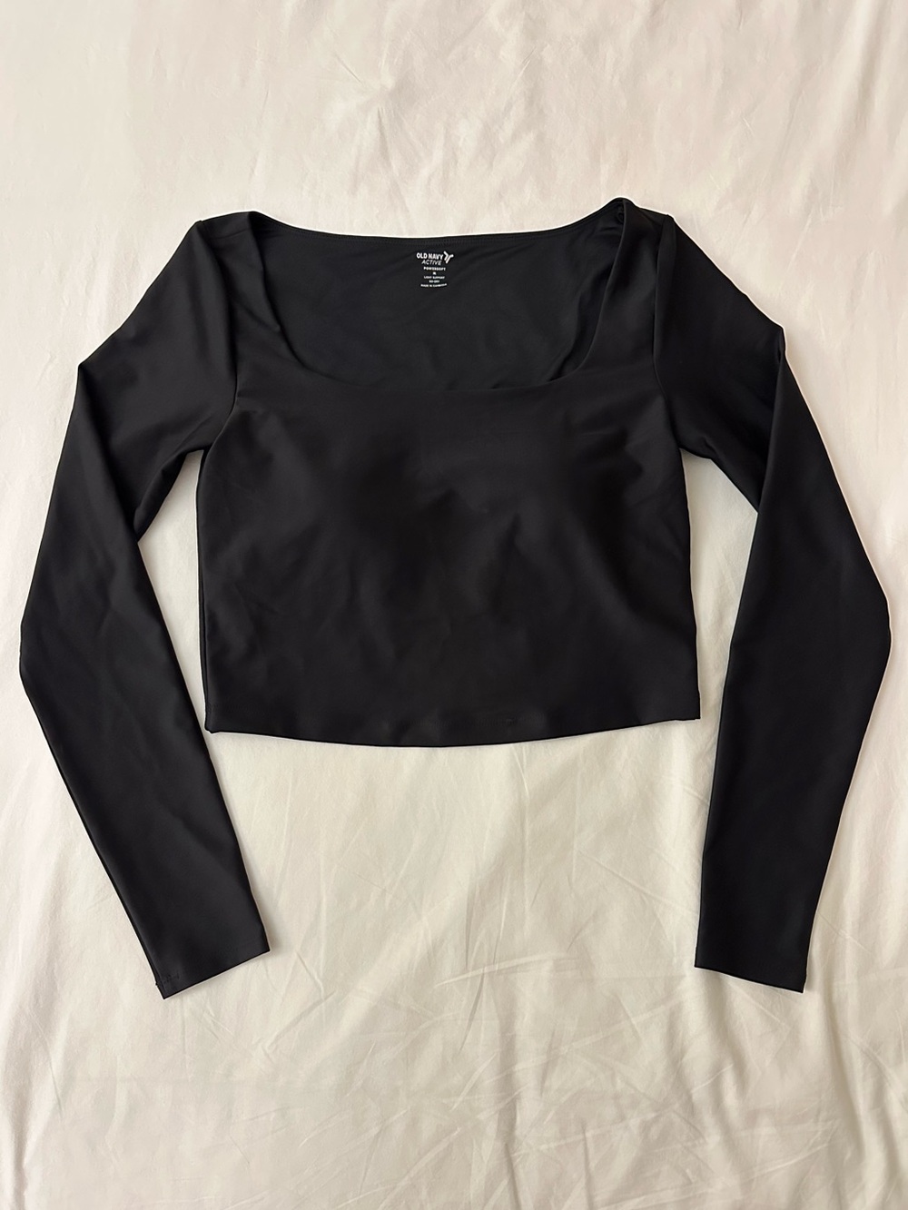 Women’s Black Long Sleeve Square Neck Crop Top